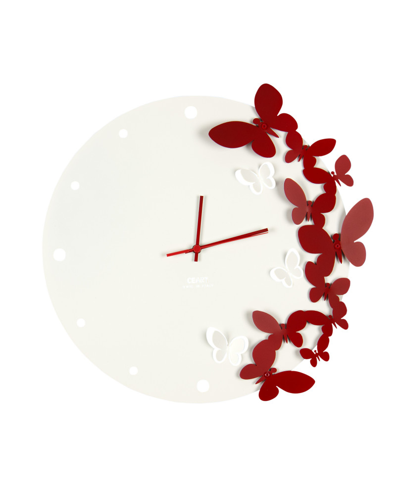 orologio-da-parete-farfalle-3d-in-danza-bianco-rosso