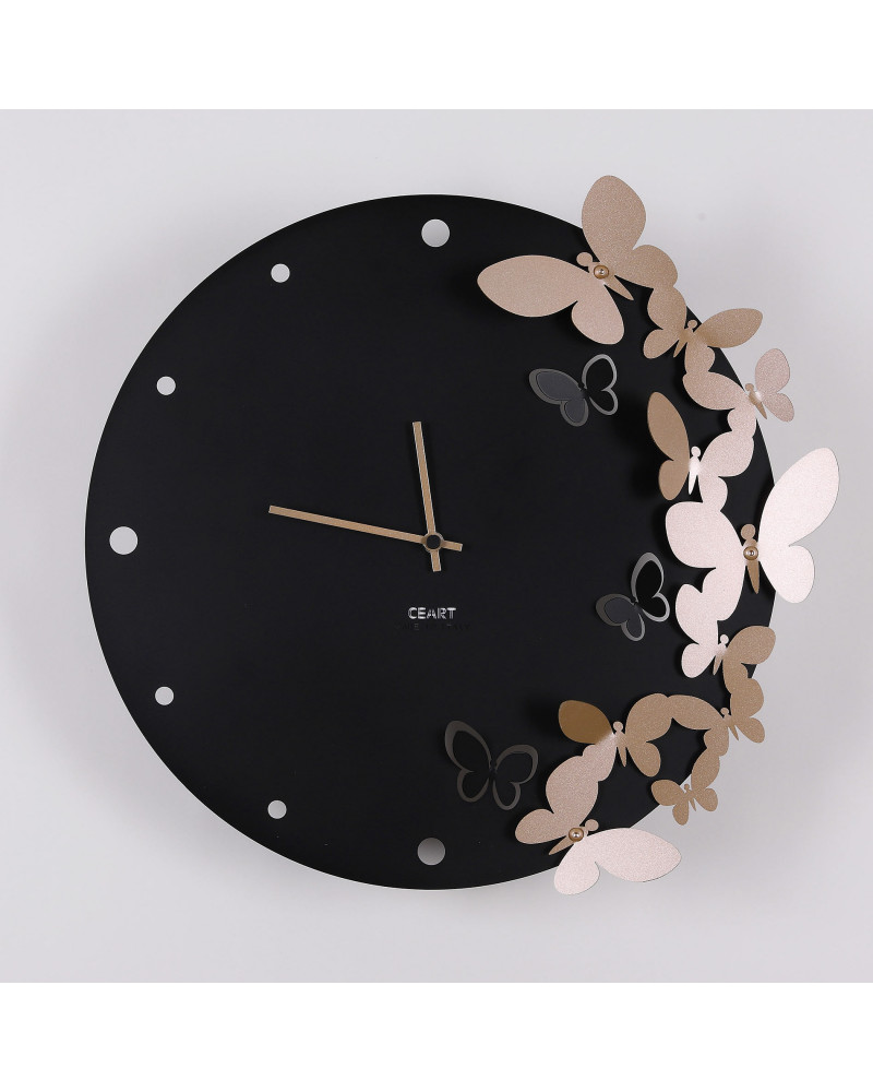 orologio-da-parete-farfalle-3d-in-danza-nero-oro