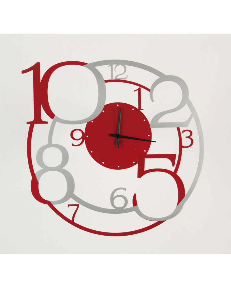 orologio-da-parete-circuito-rosso-argento