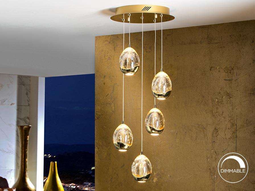 sosp goldenegg 5 luci oro tonda